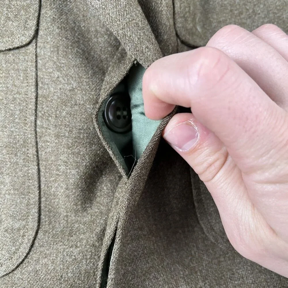 Vintage‎ 50s Wool Serge Olive Drab Jacket Men’s 38R Green Collared Staff Sargent